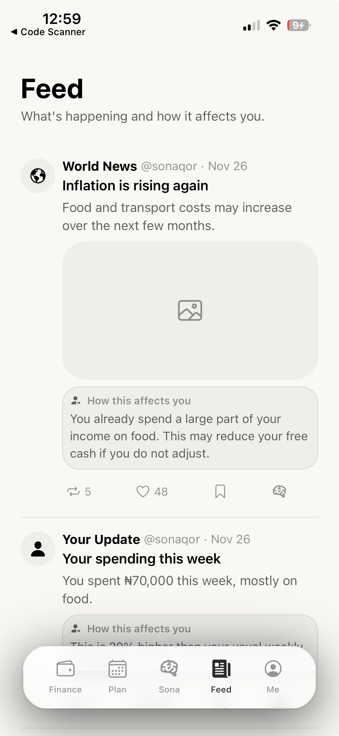 Mirror — Feed screen