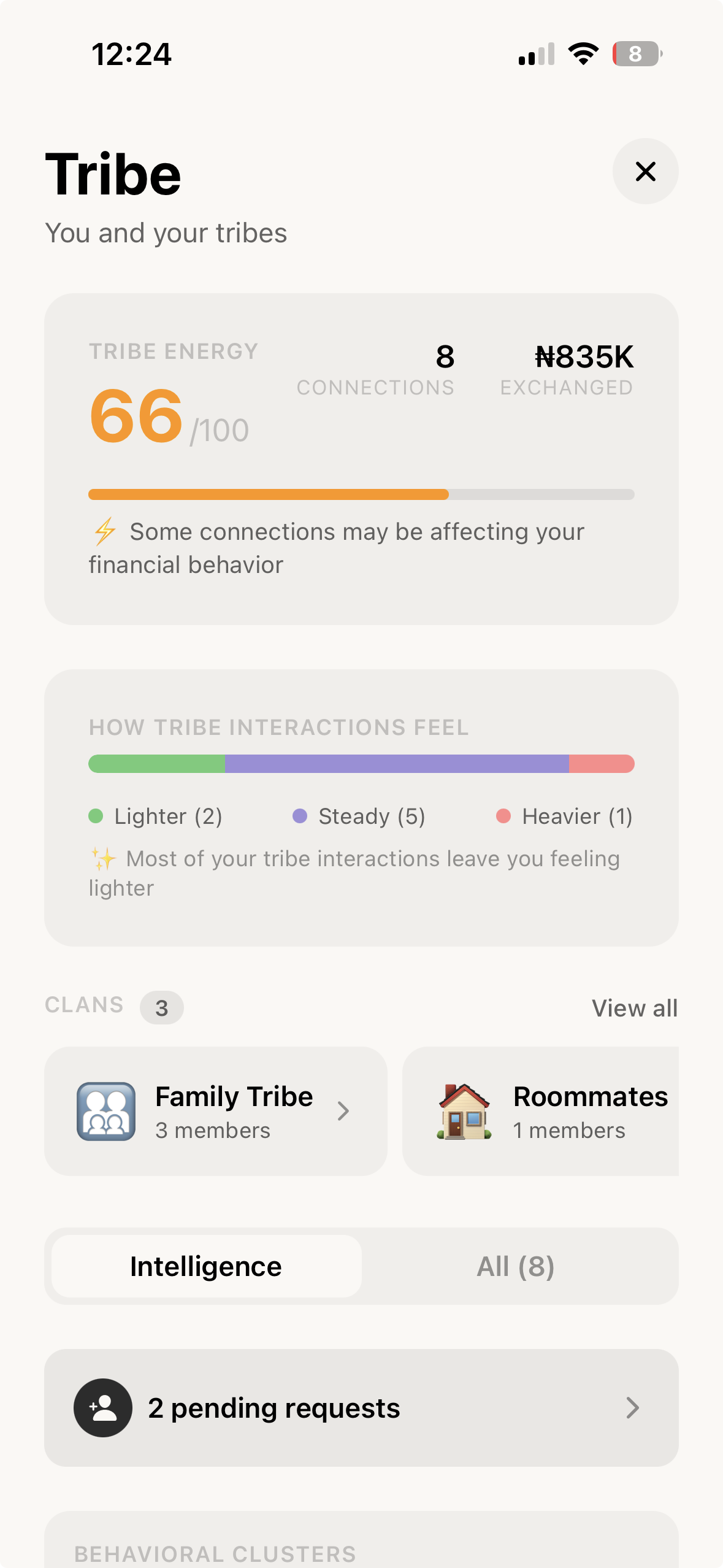 Mirror — Tribe screen